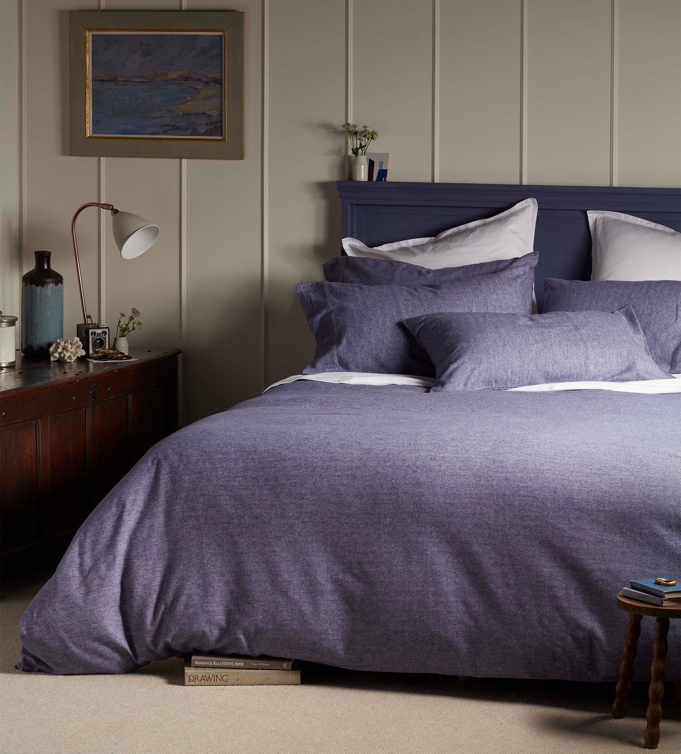 Navy Henry Brushed 100% Organic Cotton Bed Linen