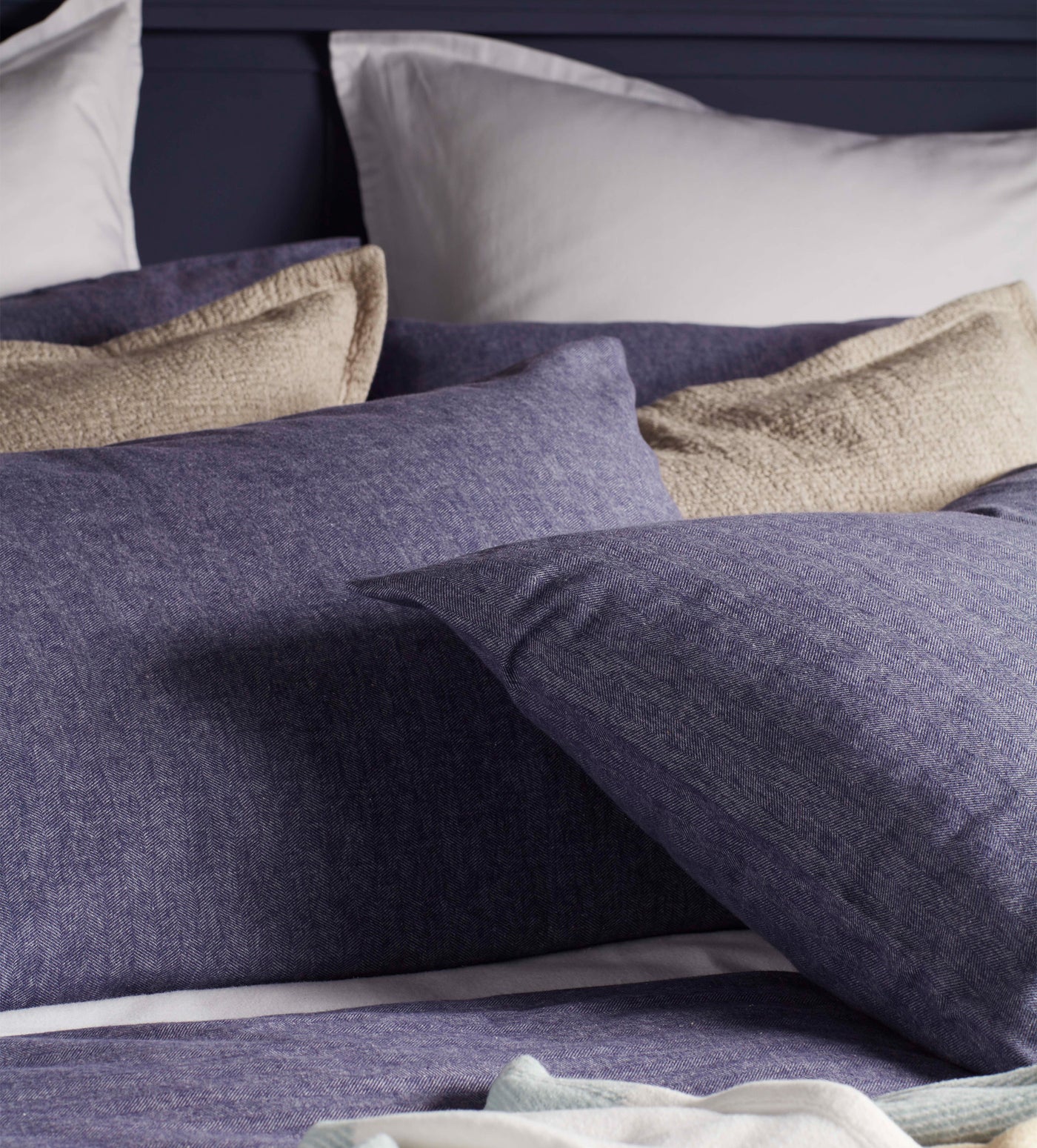 Navy Henry Brushed 100% Organic Cotton Bed Linen