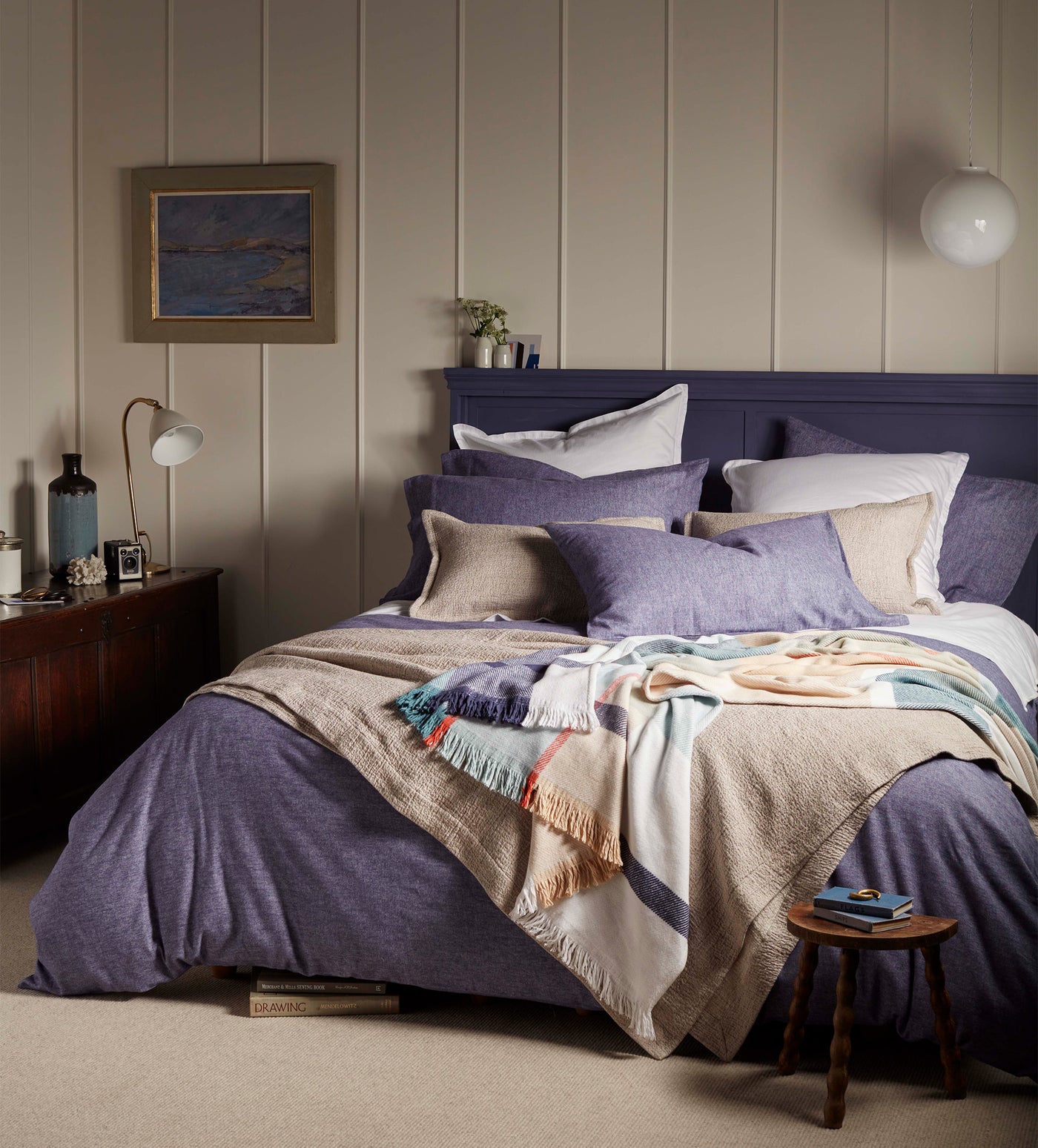 Navy Henry Brushed 100% Organic Cotton Bed Linen