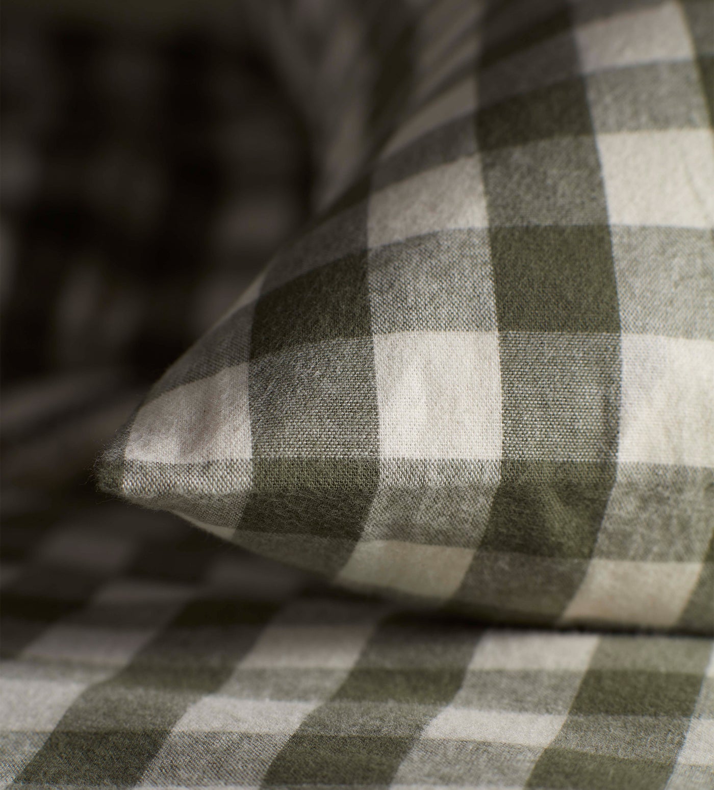 Olive Green Gilbert Gingham Brushed 100% Organic Cotton Bed Linen