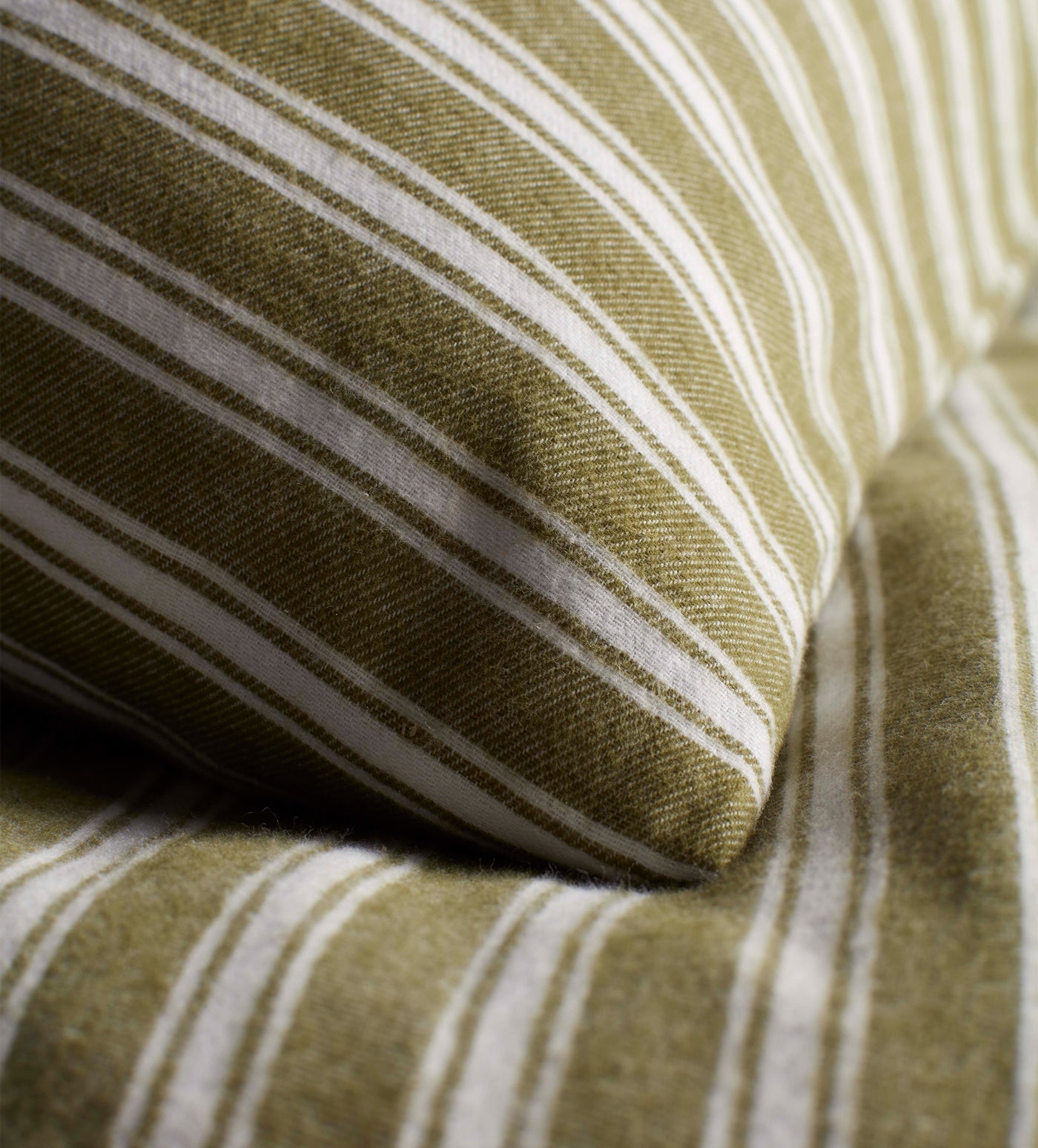 Olive Green Fred Stripe Brushed 100% Organic Cotton Pillowcase