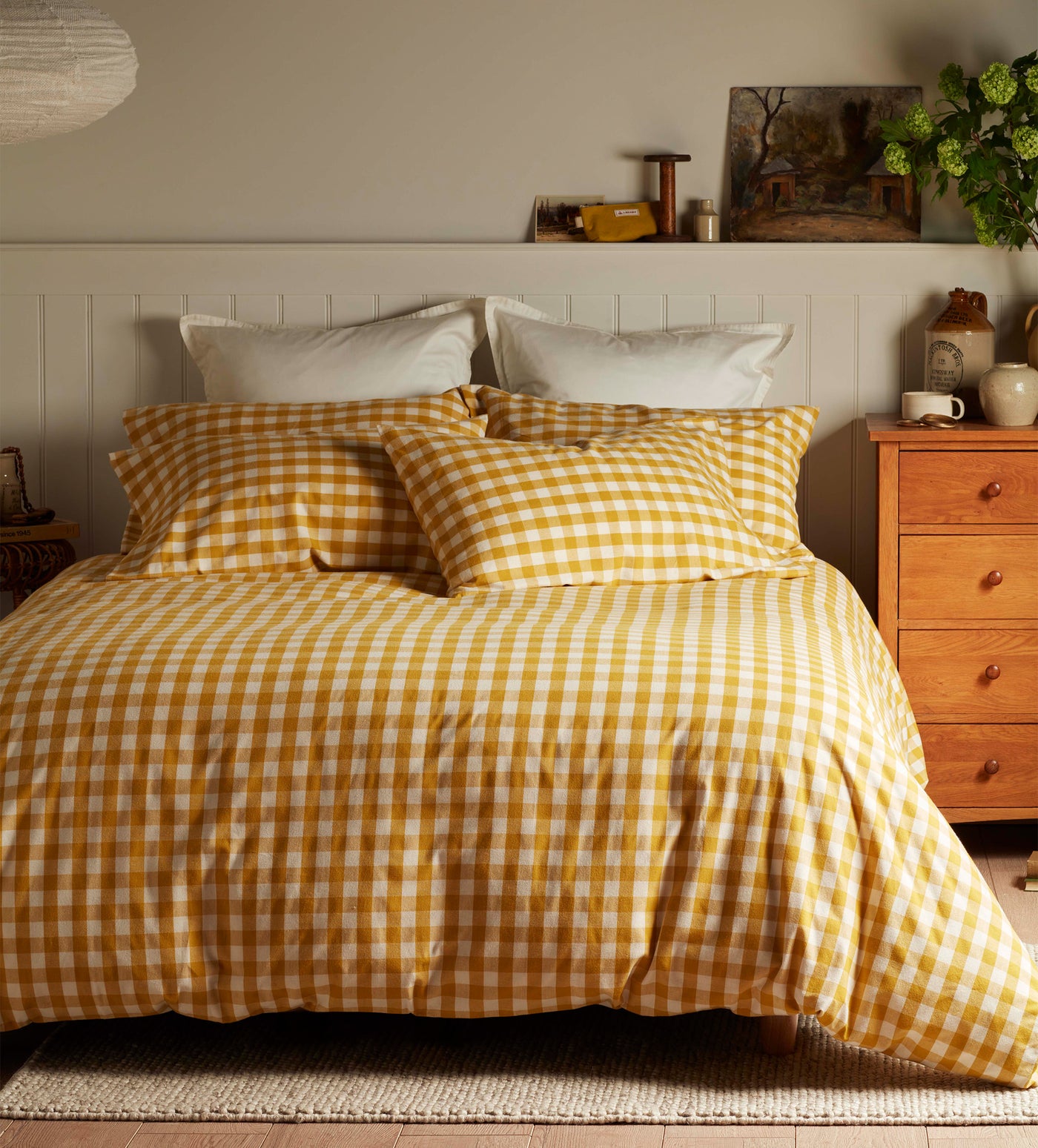 Saffron Gilbert Gingham Brushed 100% Organic Cotton Duvet Cover