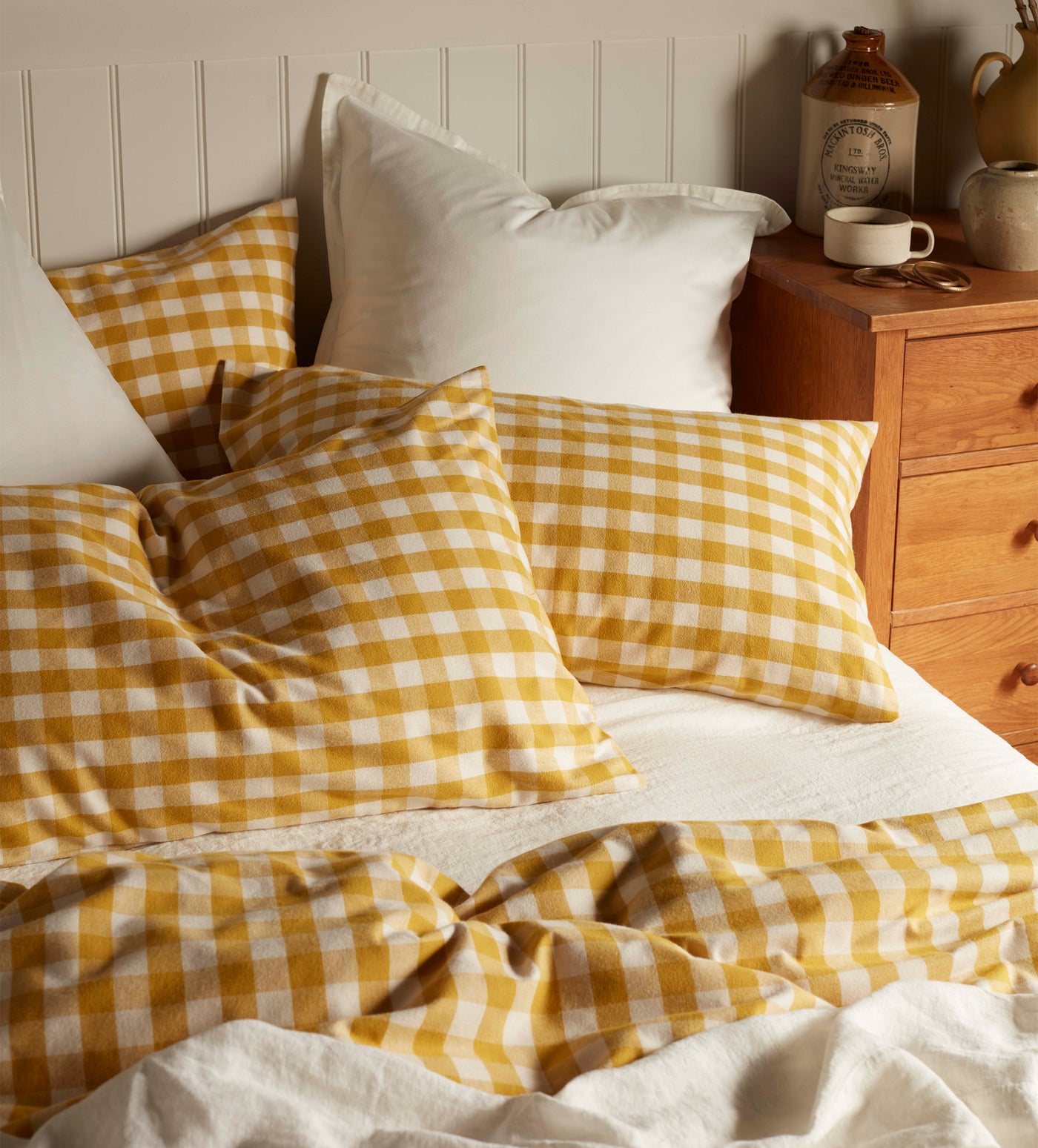 Saffron Gilbert Gingham Brushed 100% Organic Cotton Bed Linen