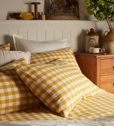 Saffron Gilbert Gingham Brushed 100% Organic Cotton Bed Linen