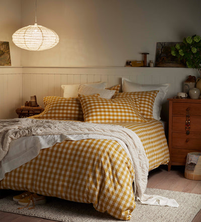 Saffron Gilbert Gingham Brushed 100% Organic Cotton Bed Linen