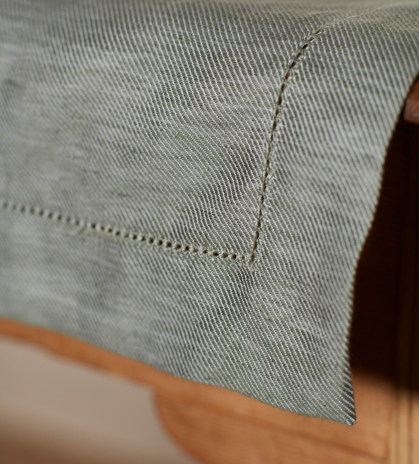 Olive Green Twill Cotton Linen Table Runner