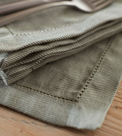 Olive Green Twill Cotton Linen Placemats