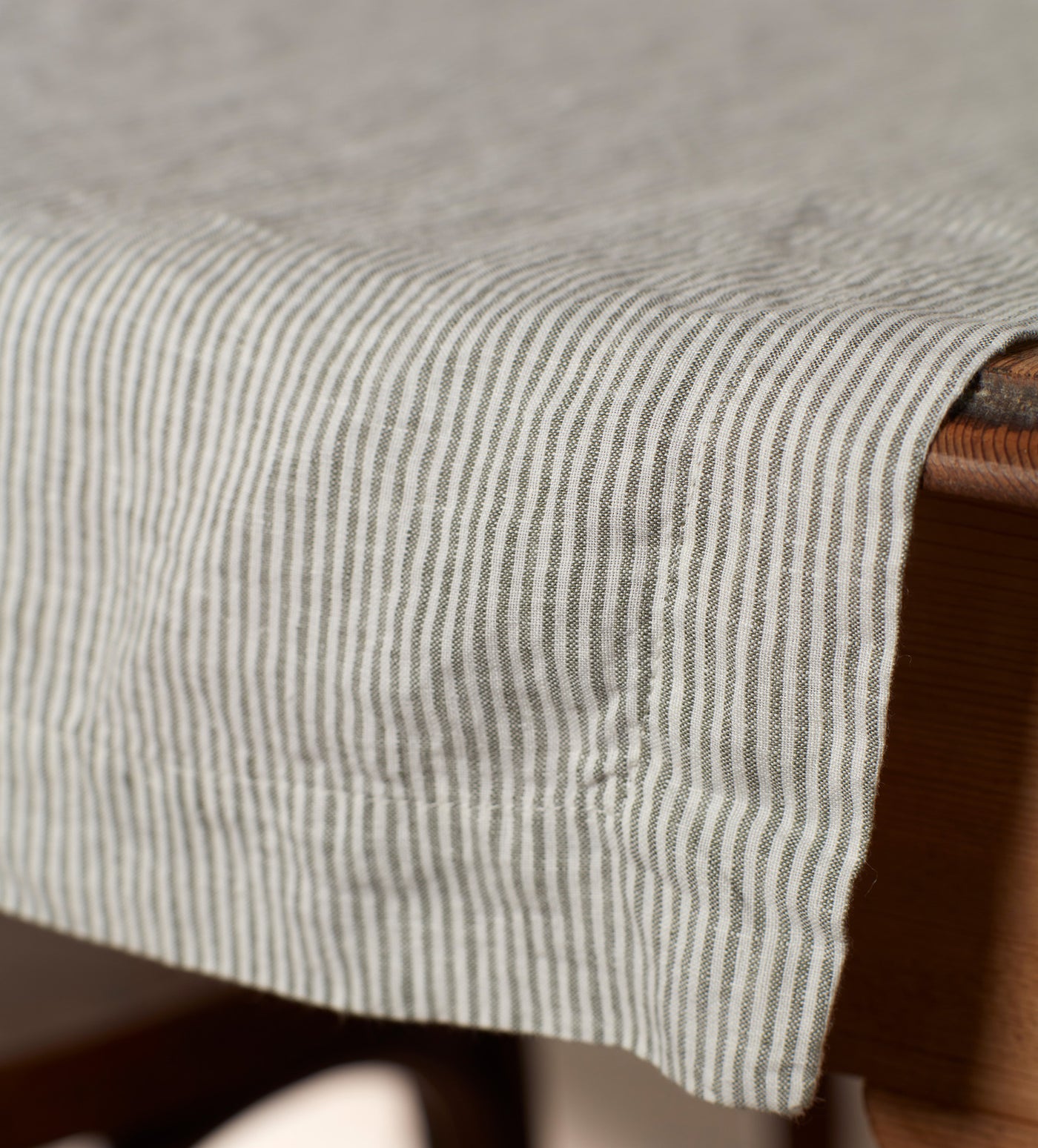 Olive Sid Stripe 100% Linen Table Runner