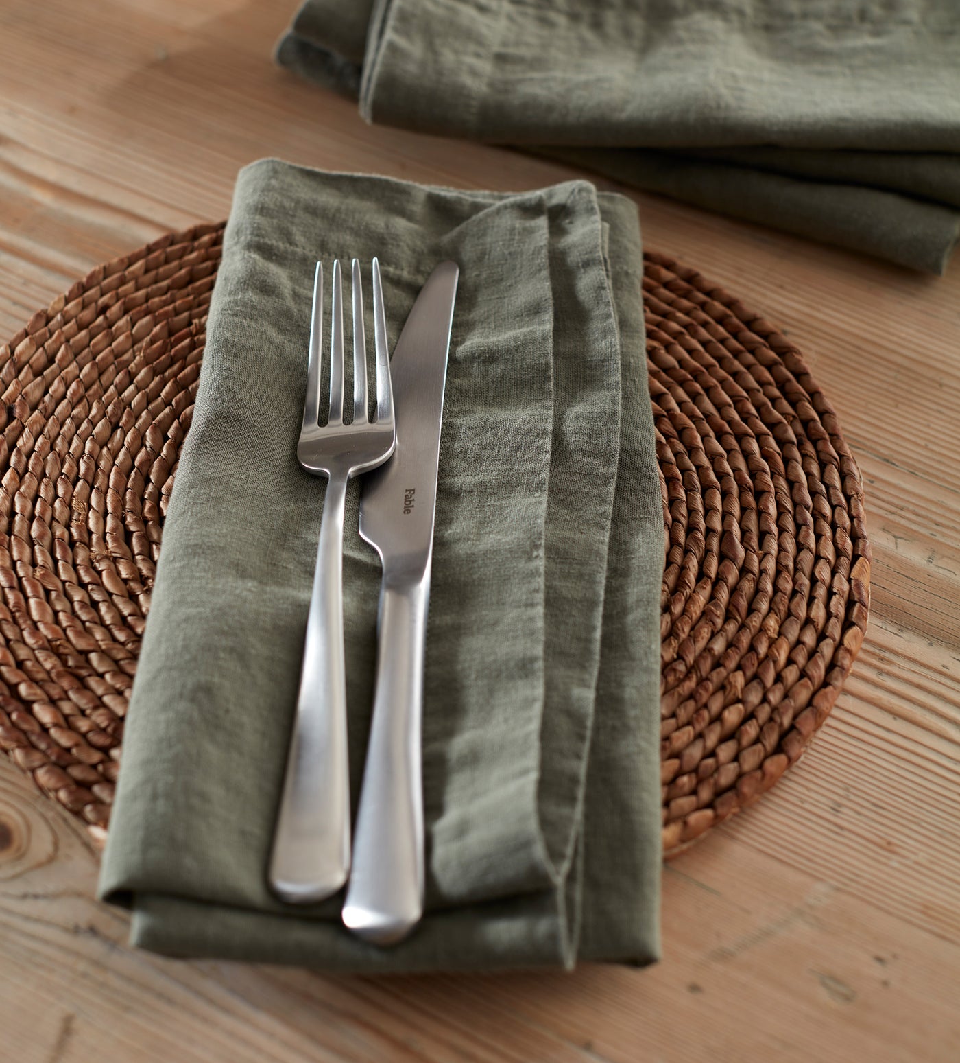 Olive Green 100% Linen Napkins