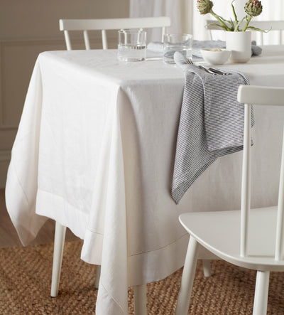 Off White Twill Cotton Linen Tablecloth