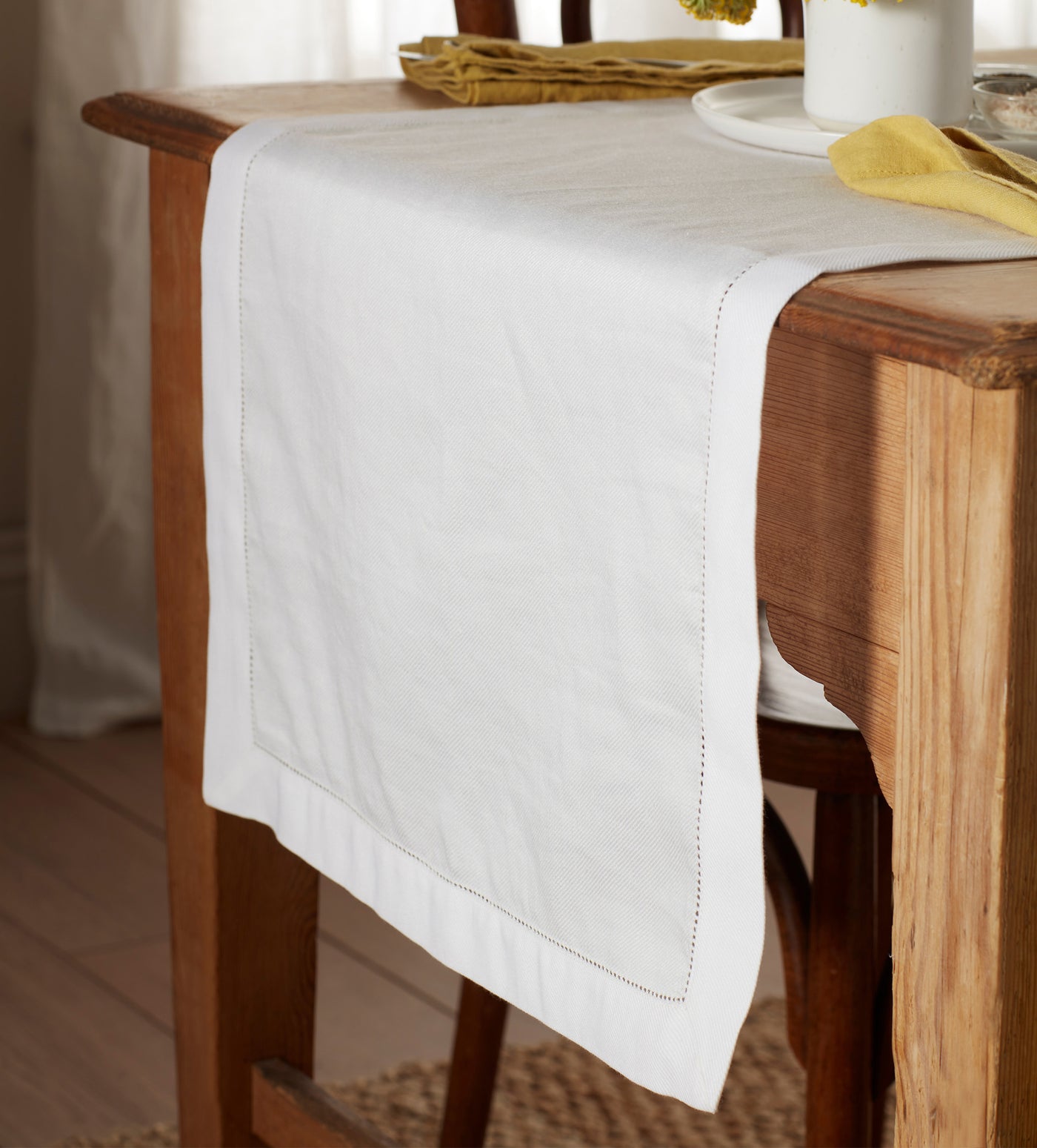 Off White Twill Cotton Linen Table Runner