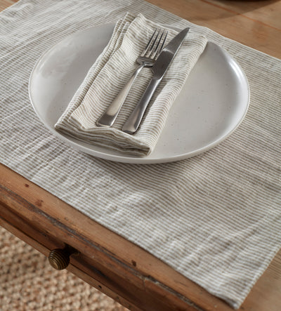 Natural Sid Stripe 100% Linen Placemats