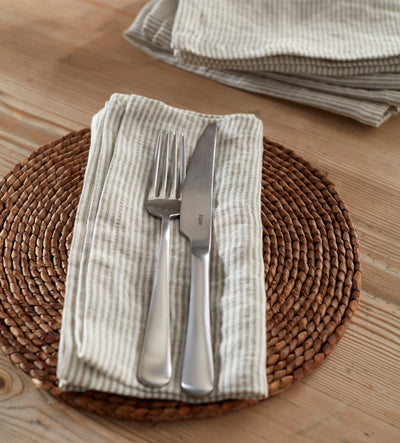 Natural Sid Stripe 100% Linen Napkins - Set of 4