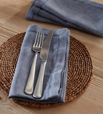 French Blue Cotton Linen Napkins - Set of 4