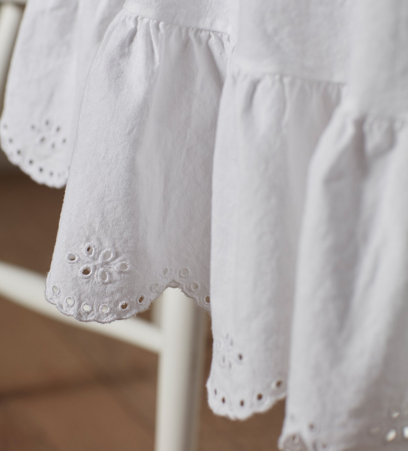 White Bonnie Broderie Cotton Linen Tablecloth