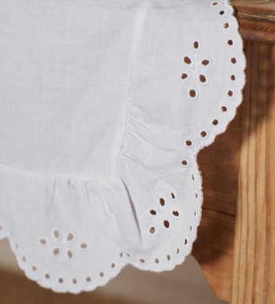 White Bonnie Broderie Cotton Linen Table Runner