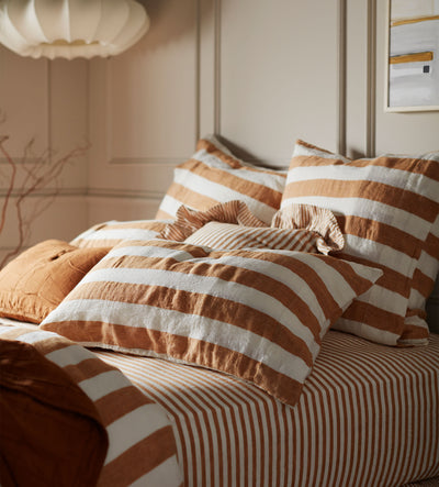 Amber Cora Stripe 100% Linen Bed Linen