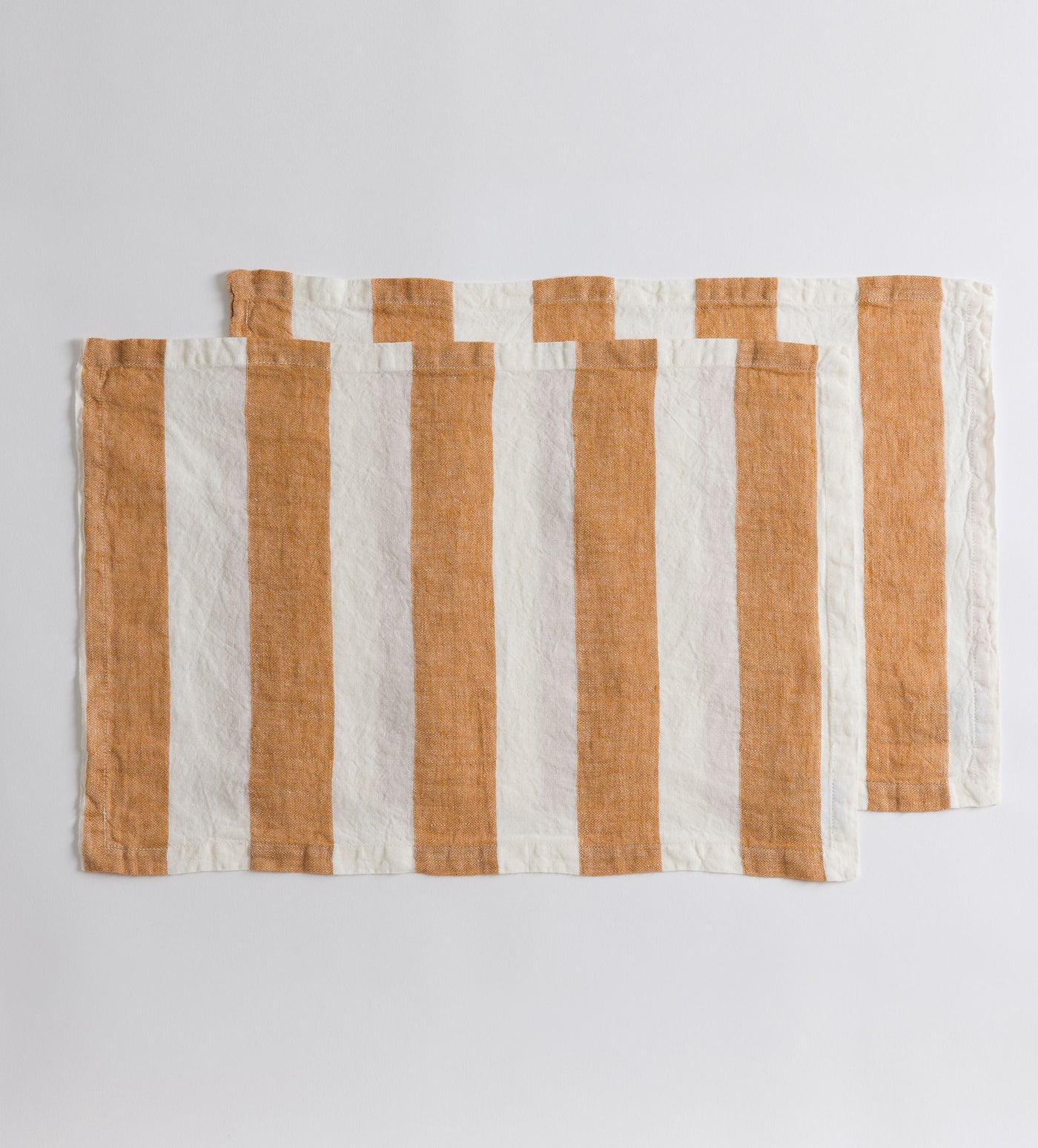 Amber Cora Wide Stripe 100% Linen Placemats - Set of 2