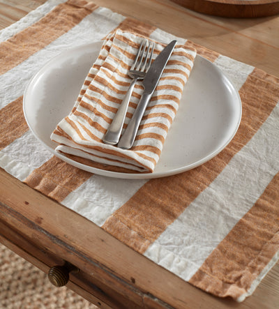 Amber Cora Wide Stripe 100% Linen Placemats