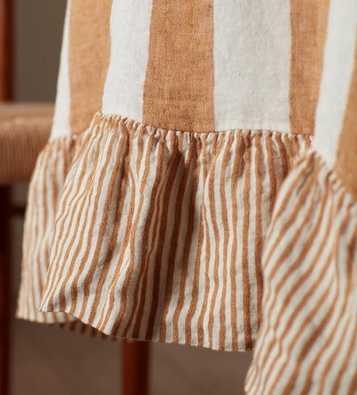 Amber Cora Wide Stripe 100% Linen Tablecloth