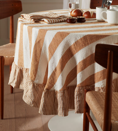 Amber Cora Wide Stripe 100% Linen Tablecloth