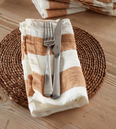 Amber Cora Mid Stripe 100% Linen Napkins