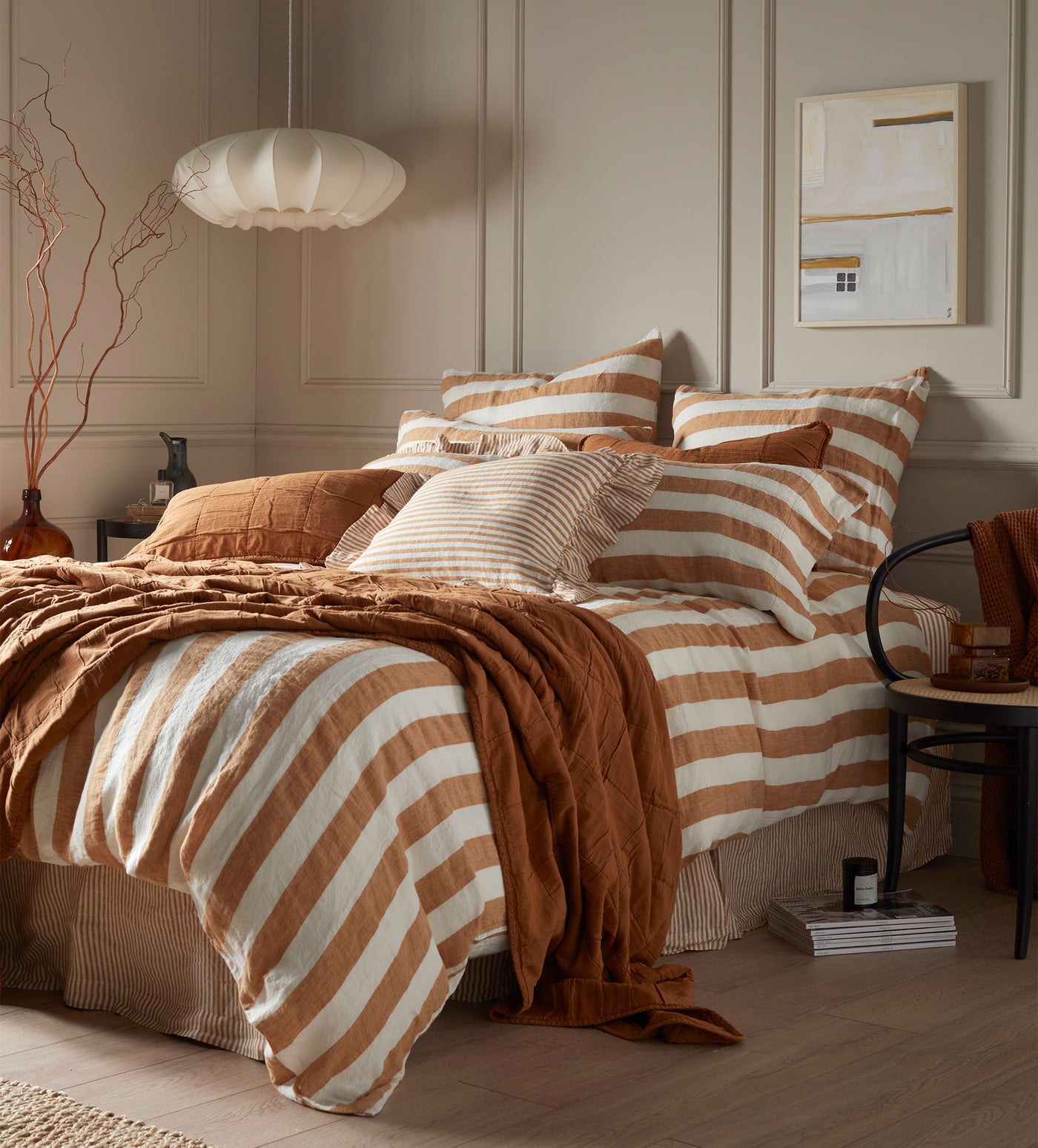 Amber Cora Stripe 100% Linen Bed Linen