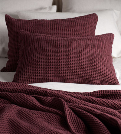 Beetroot Big Waffle 100% Cotton Cushion Cover and Throw