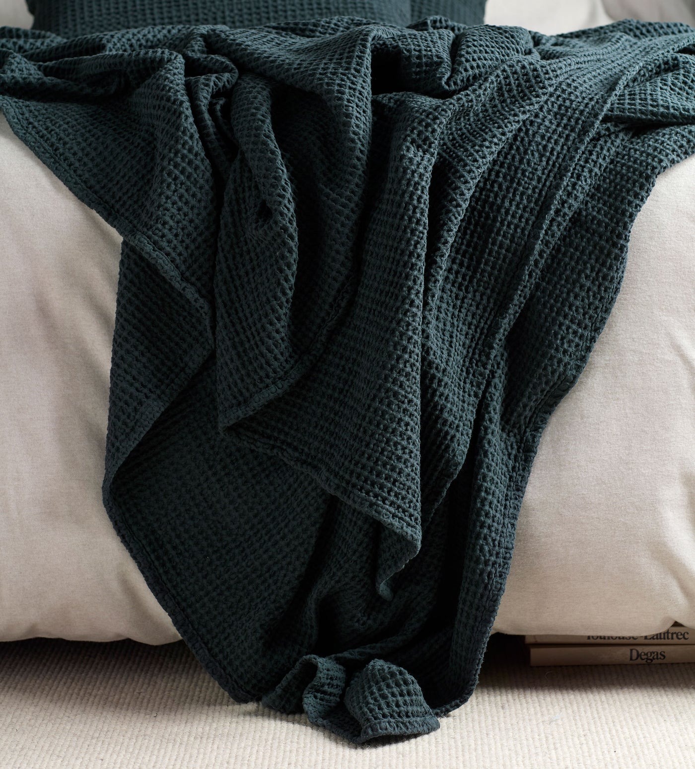 Darkest Spruce Big Waffle 100% Cotton Throw