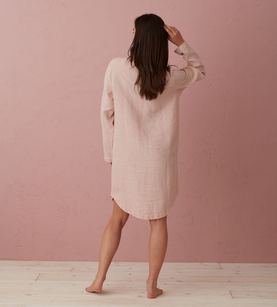 Blush Pink Bella 100% Linen Nightshirt