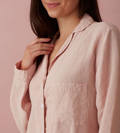 Blush Pink Bella 100% Linen Nightshirt