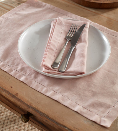 Blush Pink Twill Cotton Linen Placemats