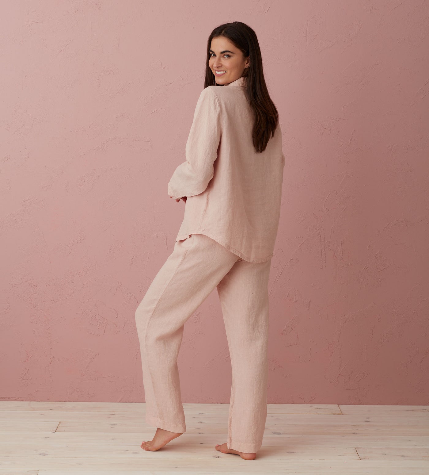 Blush Pink Tilly 100% Linen Pyjama Bottoms