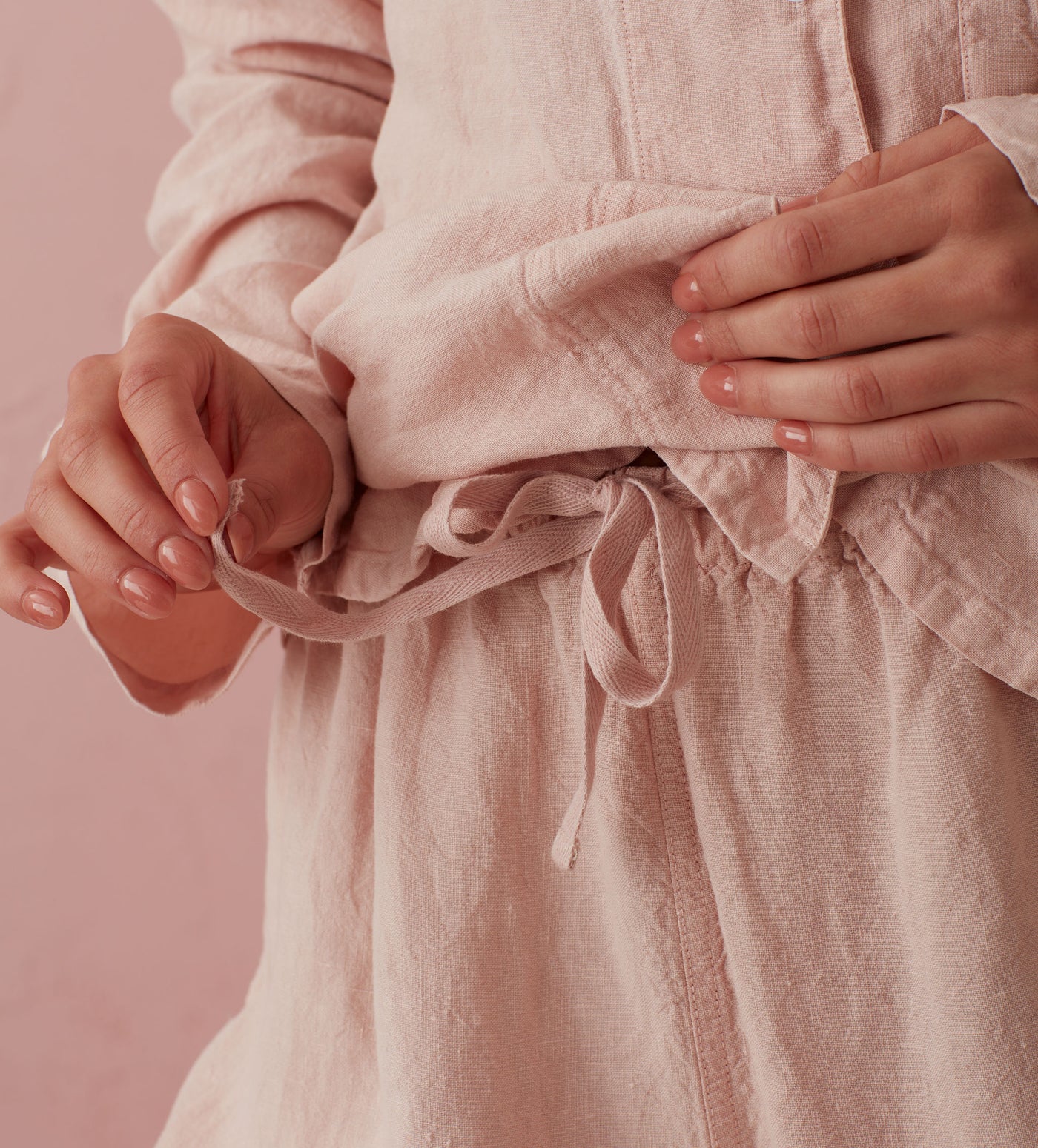 Blush Pink Tilly 100% Linen Pyjama Bottoms