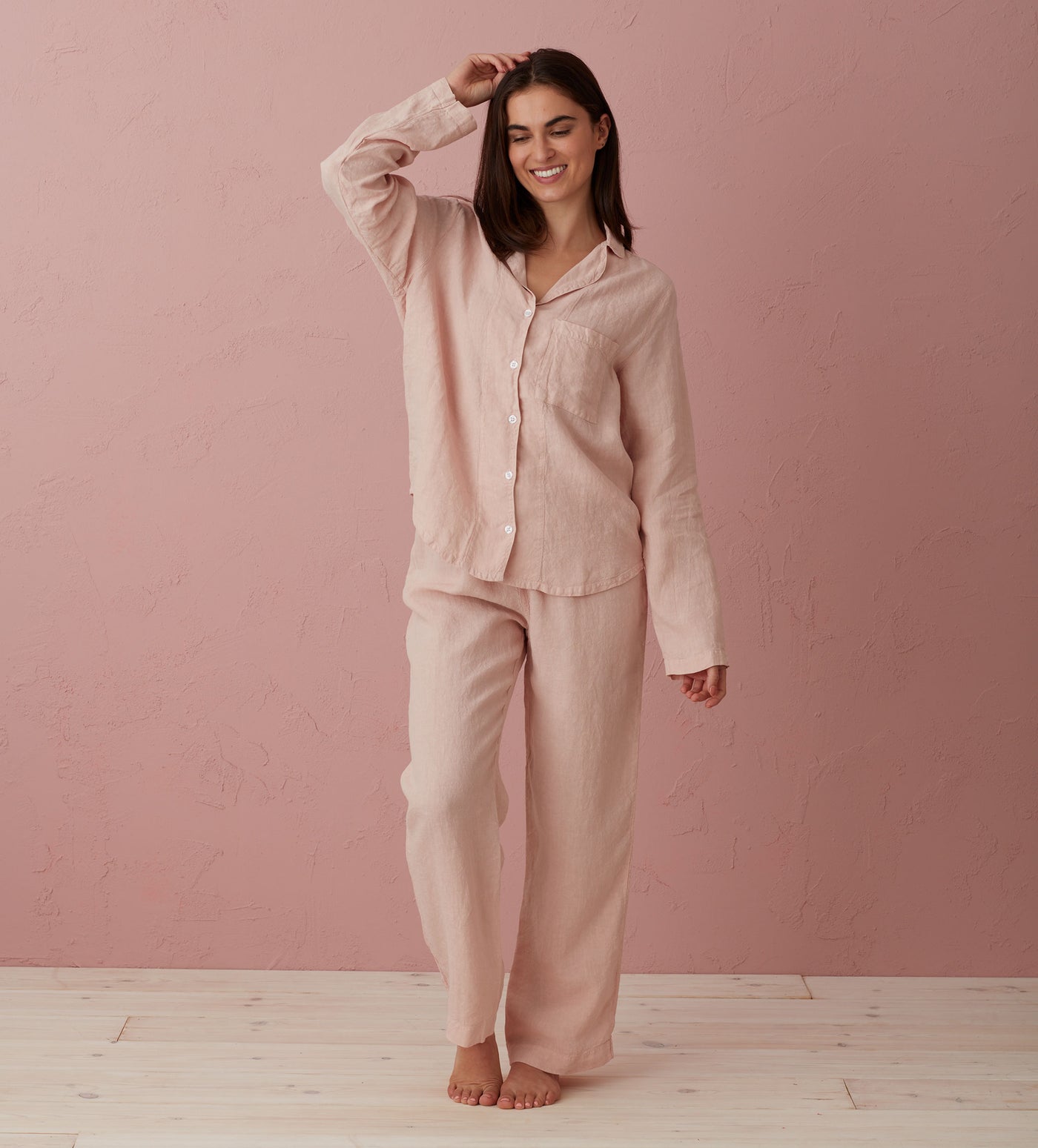 Blush Pink Tilly 100% Linen Pyjama Bottoms