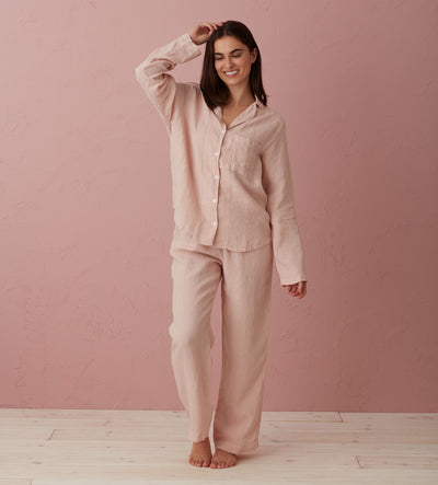 Blush Pink Tilly 100% Linen Pyjama Bottoms