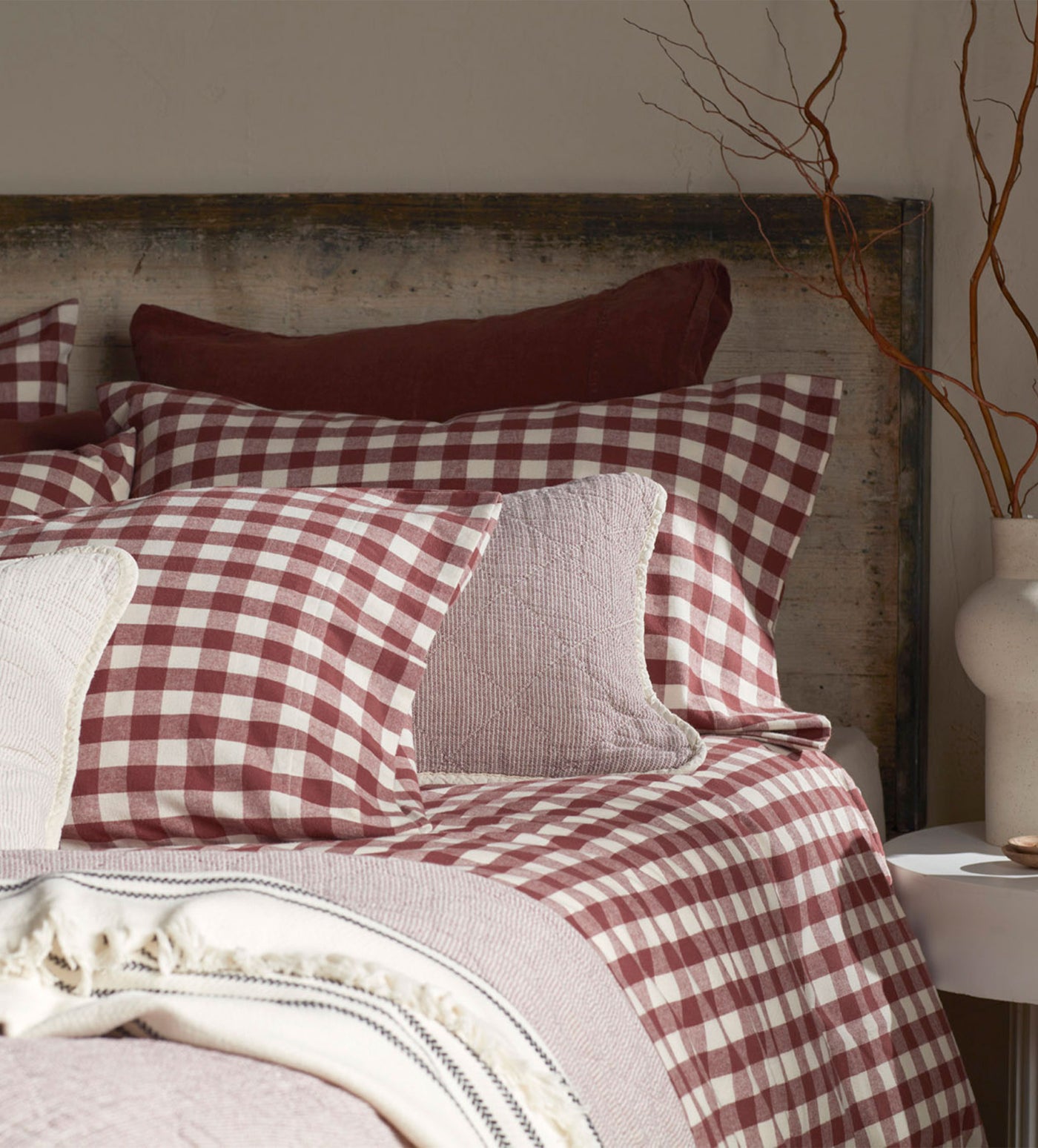 Conker Gilbert Gingham Brushed 100% Organic Cotton Bed Linen