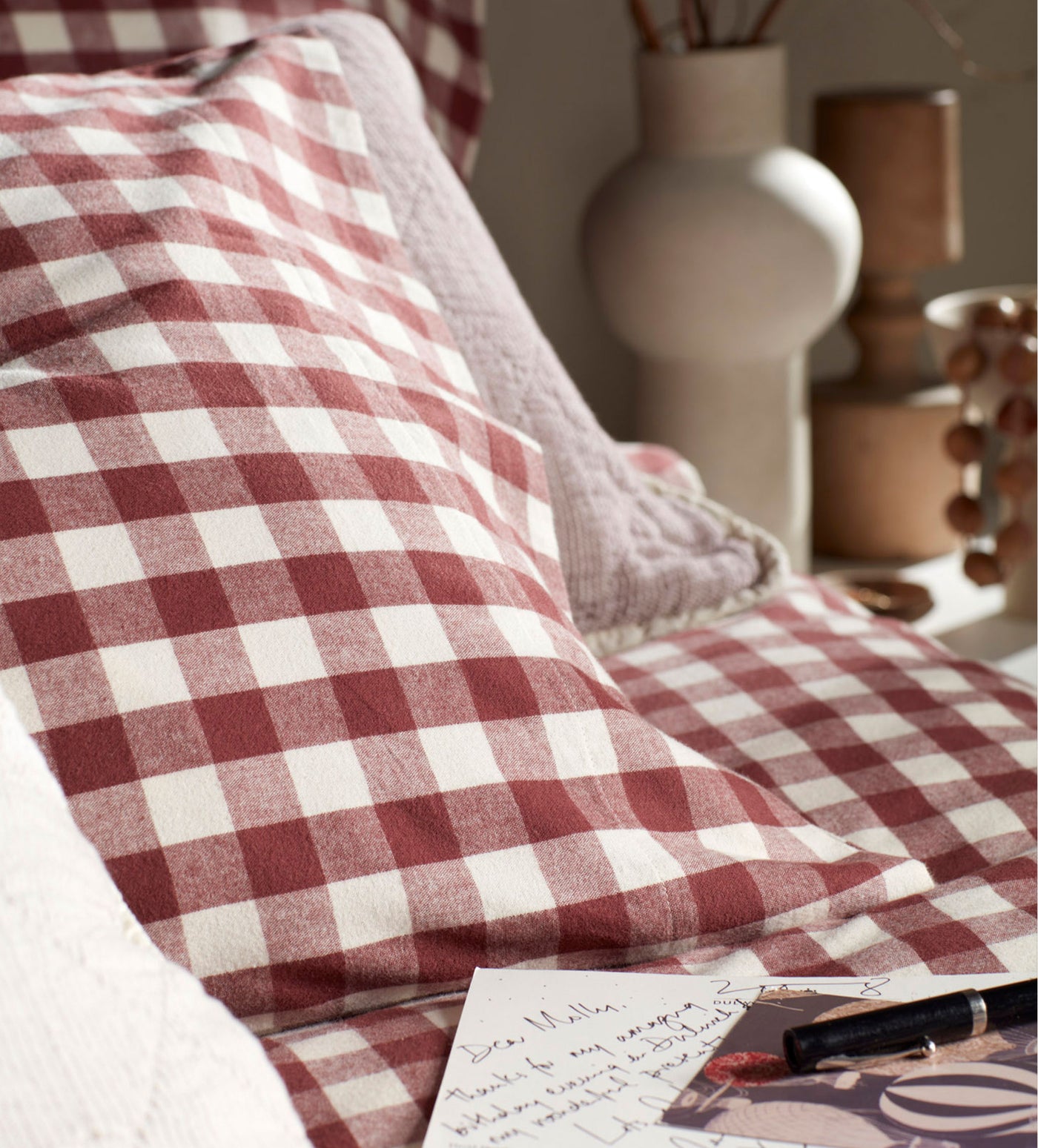 Conker Gilbert Gingham Brushed 100% Organic Cotton Pillowcase