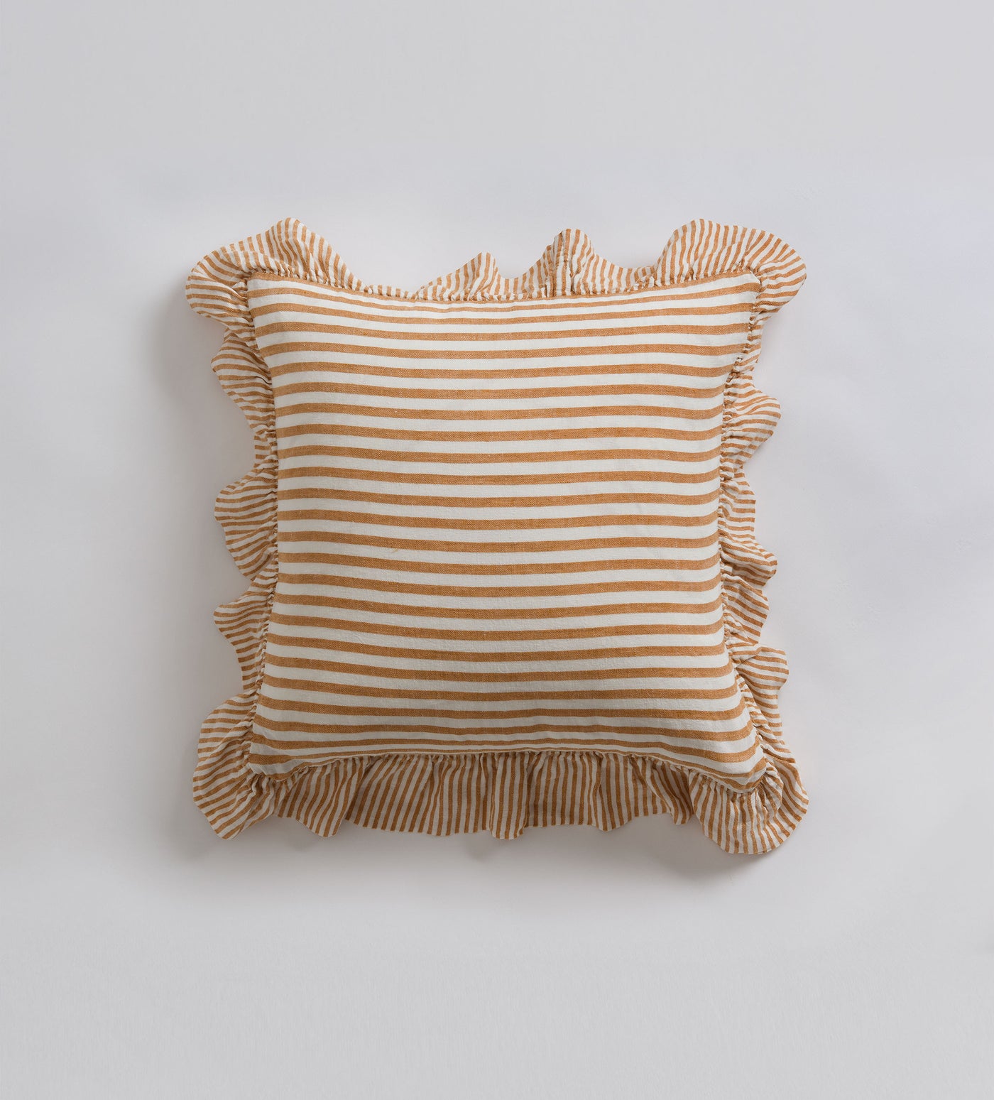 Amber Cora Mid Stripe 100% Linen Frill Edge Cushion Cover