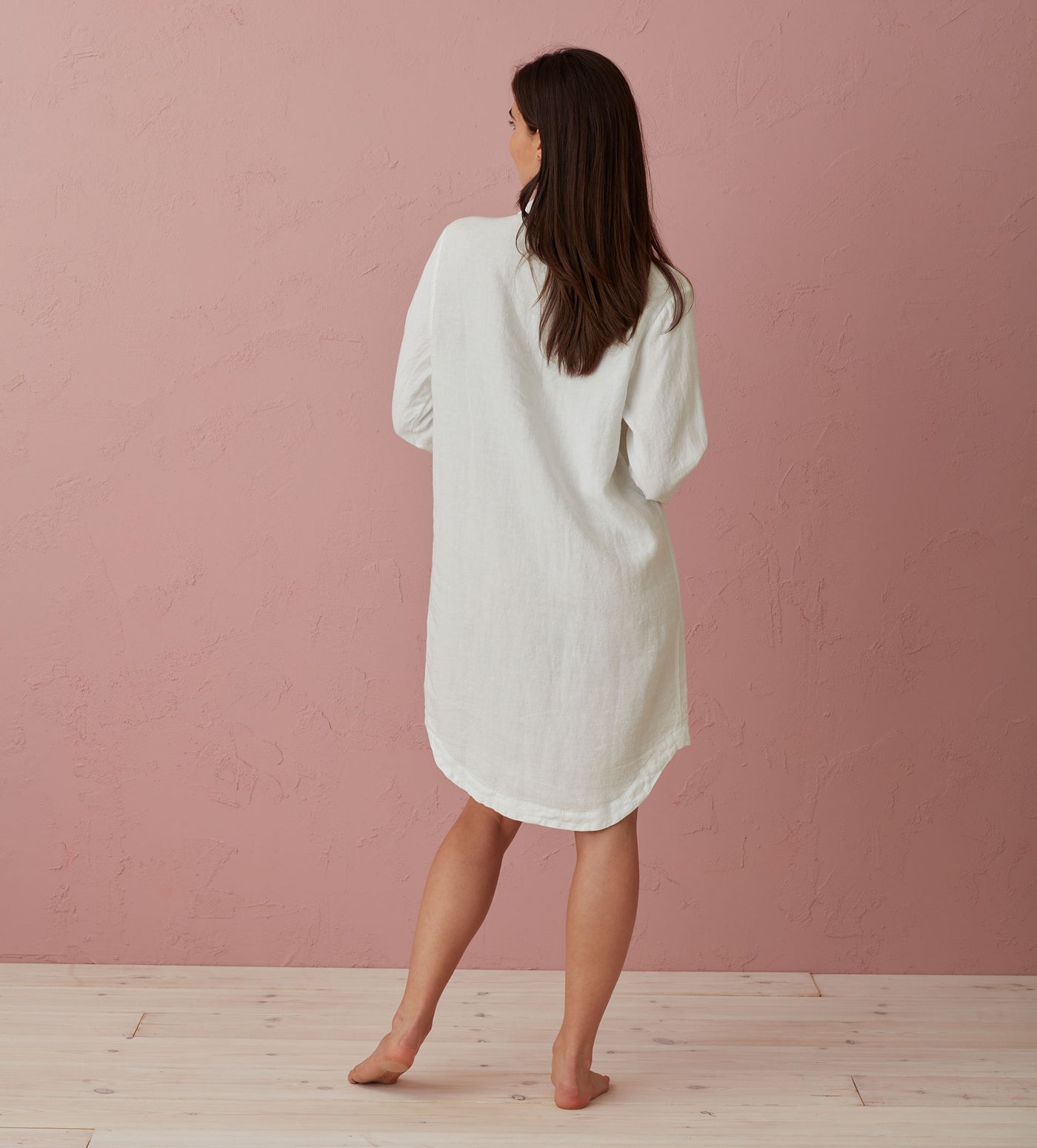 Cream Bella 100% Linen Nightshirt