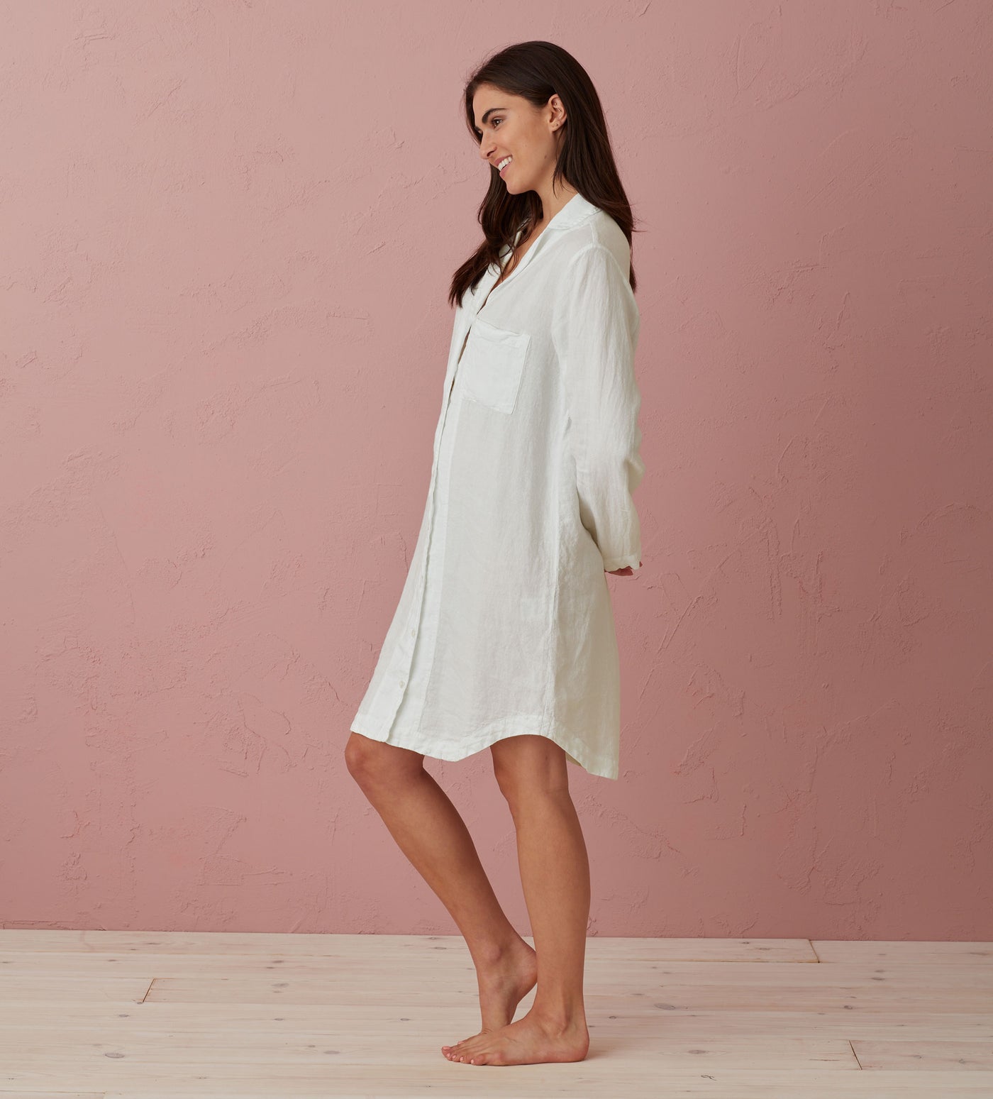 Cream Bella 100% Linen Nightshirt