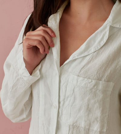 Cream 100% Linen Nightwear