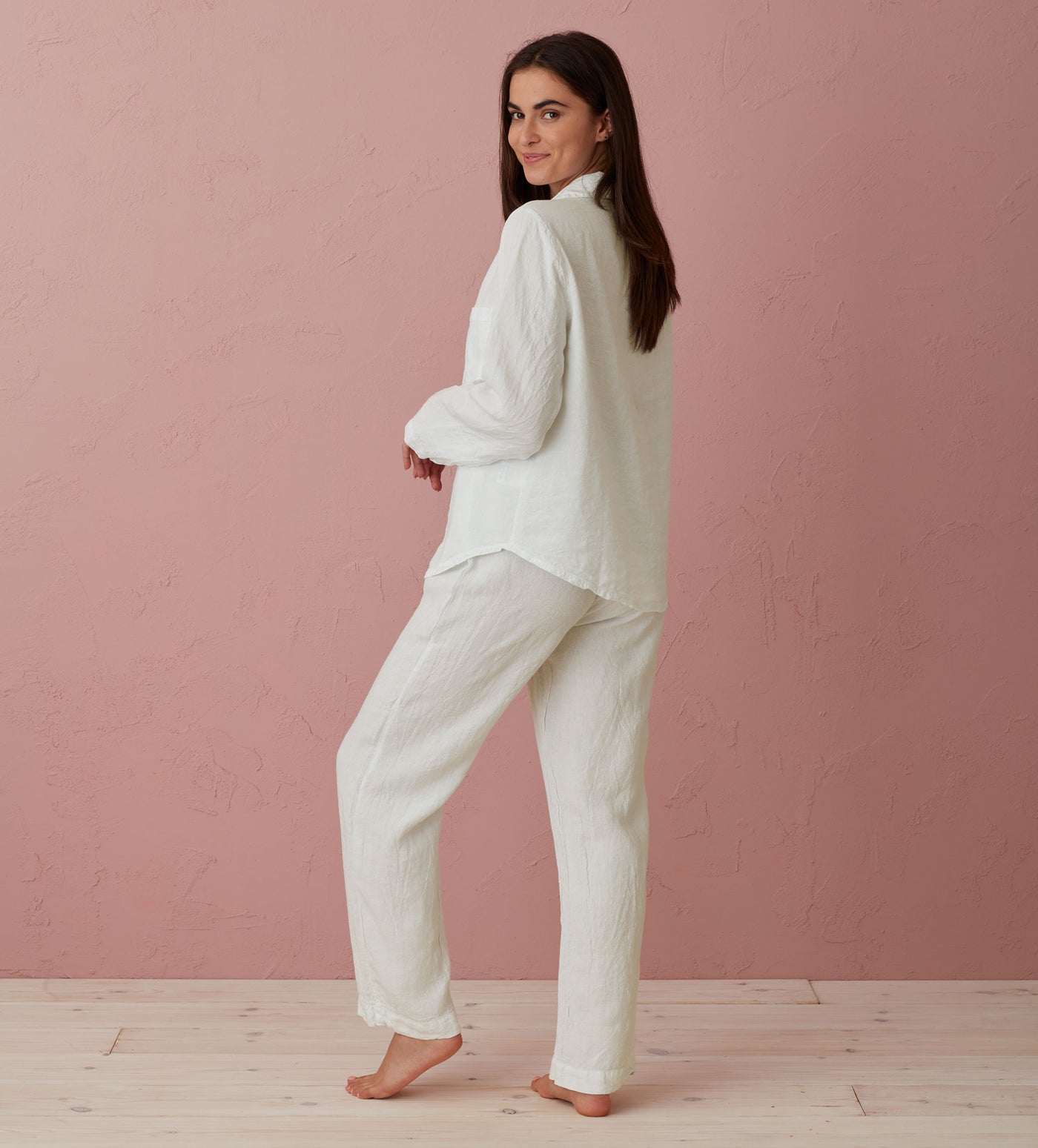 Cream Tilly 100% Linen Pyjama Bottoms