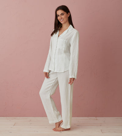 Cream 100% Linen Nightwear