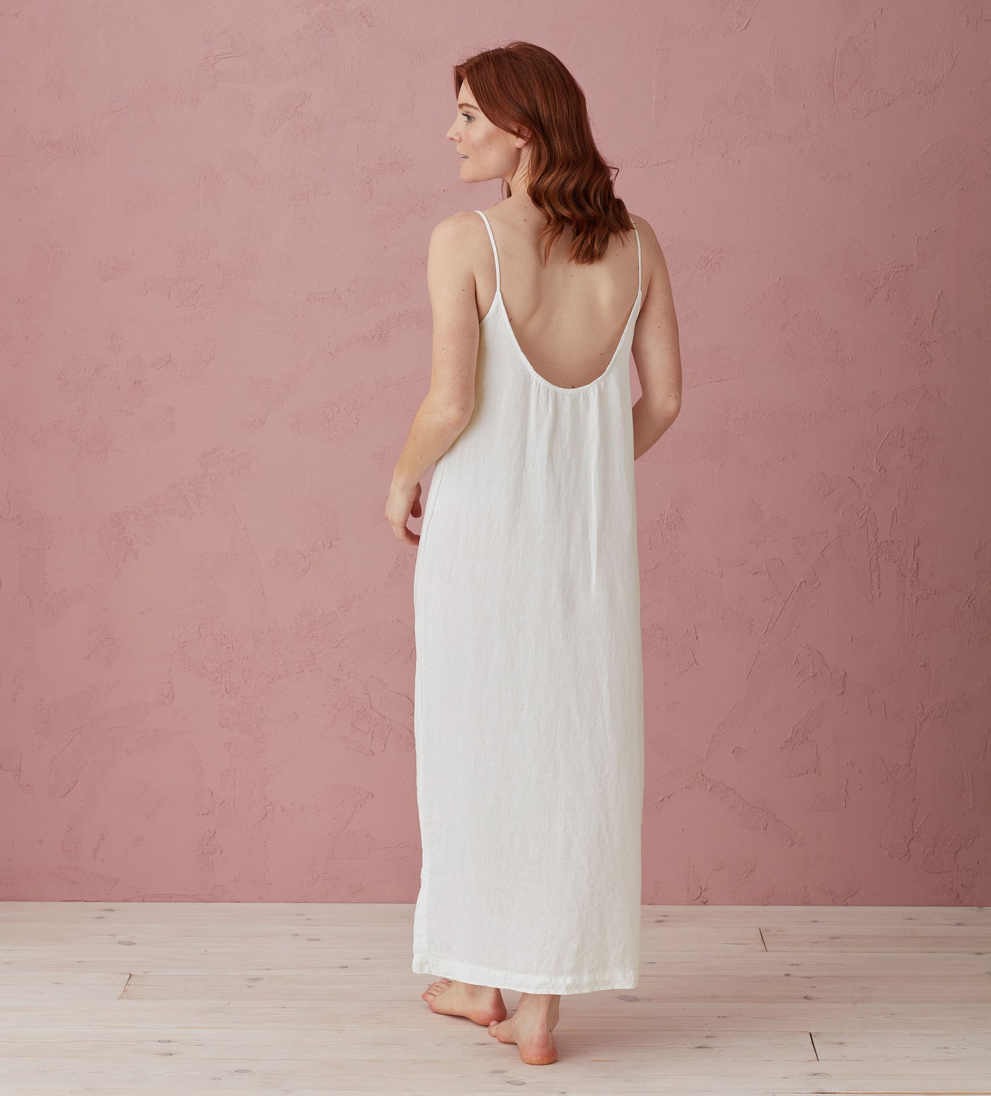 Cream Willa 100% Linen Long Cami Nightie