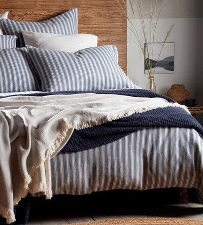 French Blue Fred Stripe Brushed 100% Organic Cotton Duvet Cover