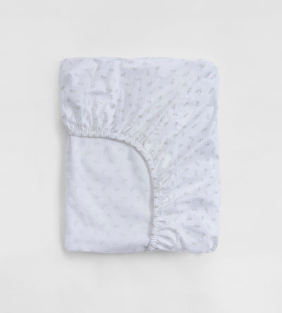 White Fleur 100% Organic Cotton Single Fitted Sheet