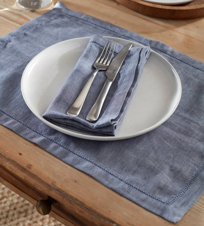 French Blue Cotton Linen Twill Placemats