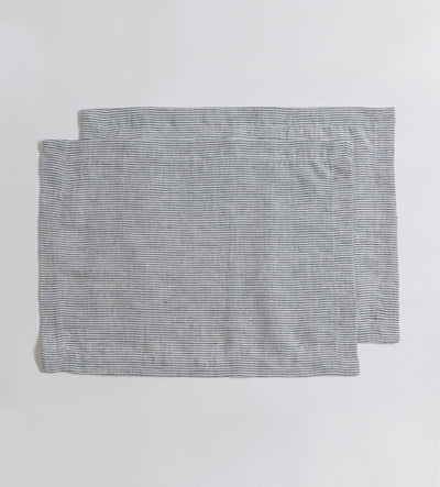 French Blue Sid Stripe 100% Linen Placemats