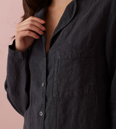 Graphite Polly 100% Linen Pyjama Top